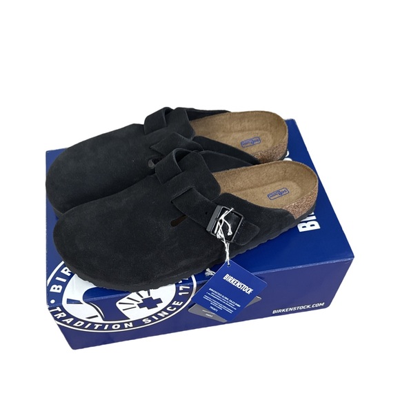 Black Birkenstock Suede Clogs with Buckle main image 4